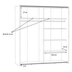 Szafa przesuwna z lustrem 170 cm beton | kolekcja Kaikais