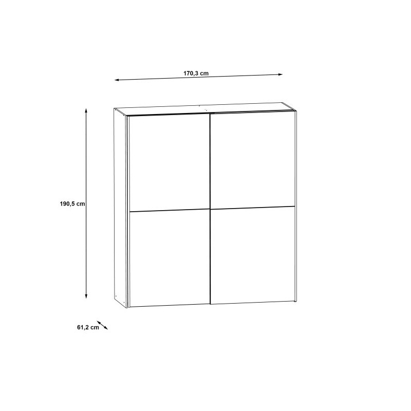 Szafa przesuwna z lustrem 170 cm beton | kolekcja Kaikais