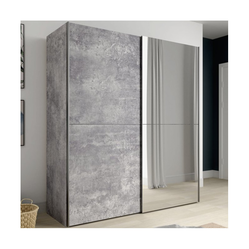 Szafa przesuwna z lustrem 170 cm beton | kolekcja Kaikais
