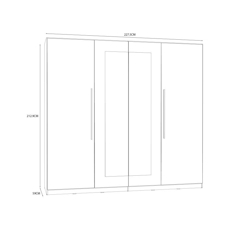 Biała szafa z lustrem Helen 230 cm do sypialni