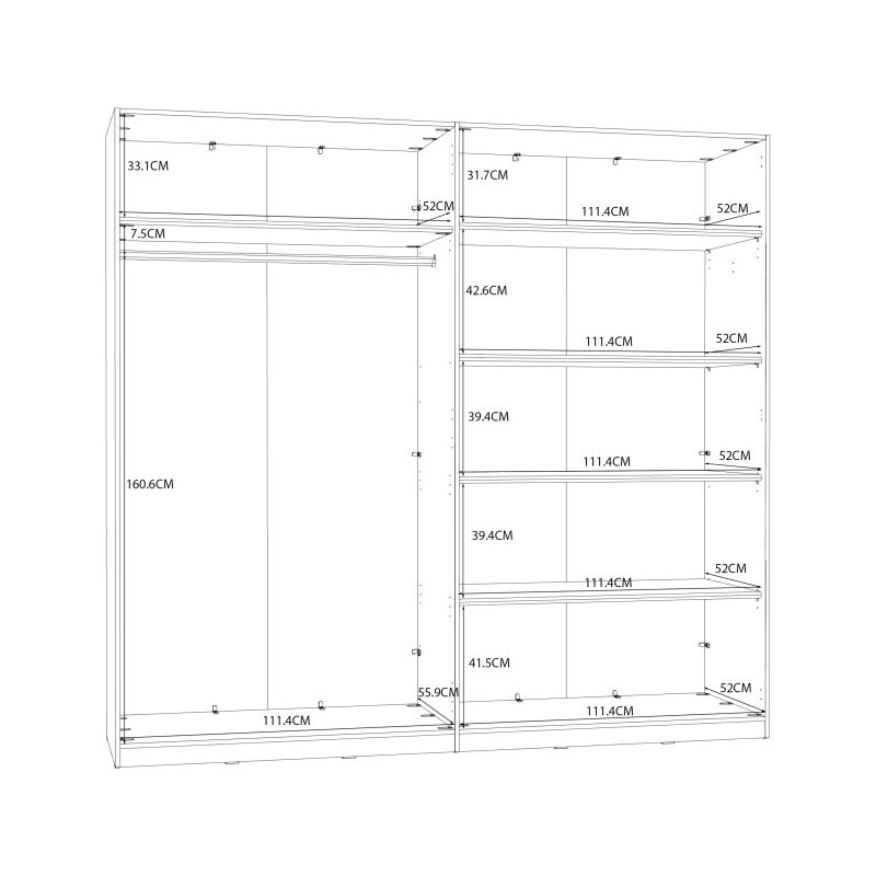 Biała szafa z lustrem Helen 230 cm do sypialni