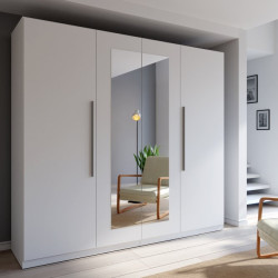 Biała szafa z lustrem Helen 230 cm do sypialni