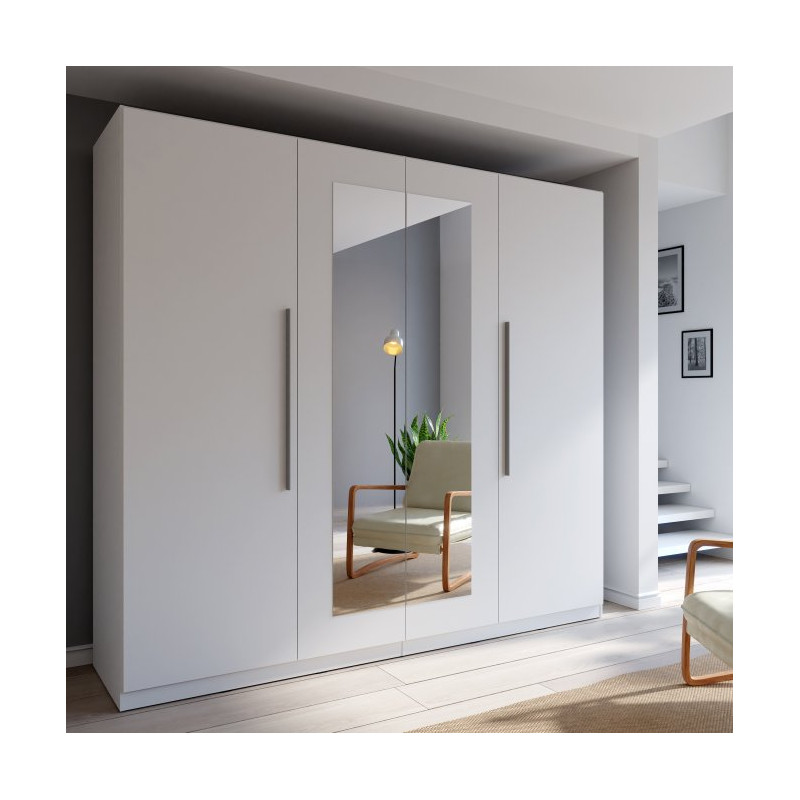 Biała szafa z lustrem Helen 230 cm do sypialni