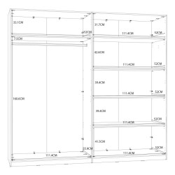 Szafa z lustrem Helen 230 cm do sypialni - dąb sonoma/biały