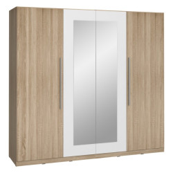 Szafa z lustrem Helen 230 cm do sypialni - dąb sonoma/biały