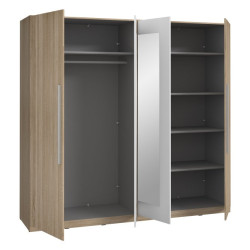 Szafa z lustrem Helen 230 cm do sypialni - dąb sonoma/biały