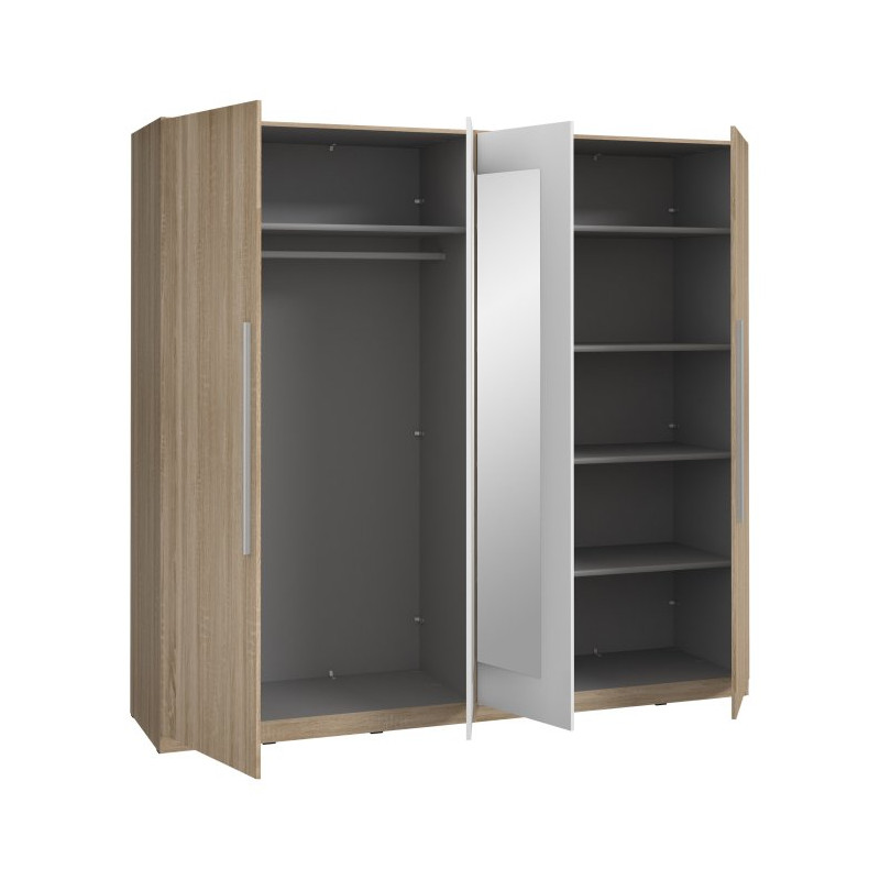 Szafa z lustrem Helen 230 cm do sypialni - dąb sonoma/biały