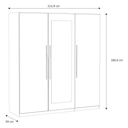 Szafa z lustrem Helen 180 cm do sypialni - biały/dąb sonoma