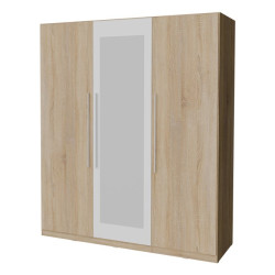 Szafa z lustrem Helen 180 cm do sypialni - biały/dąb sonoma
