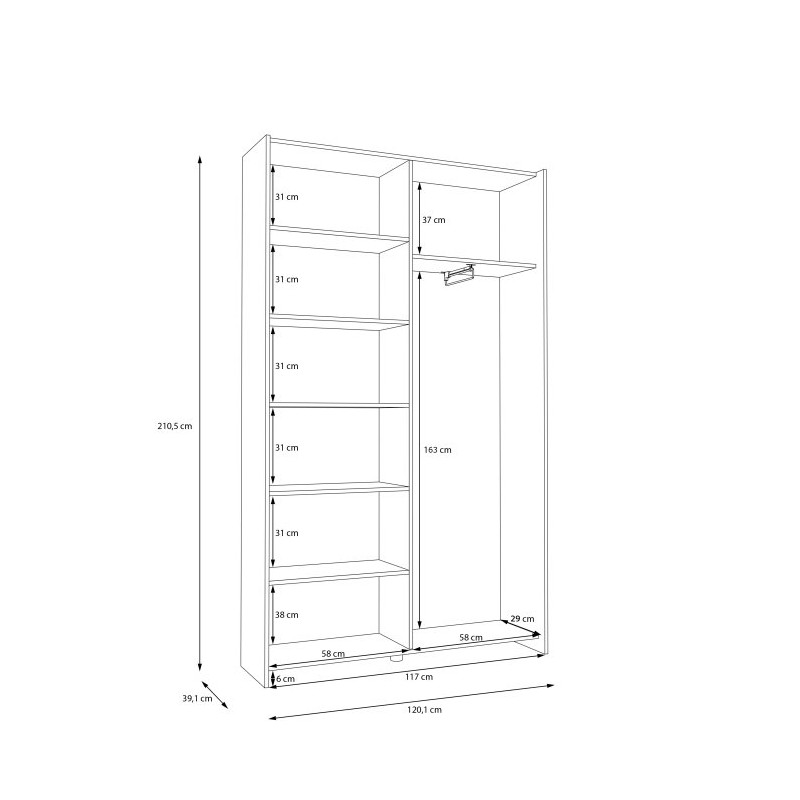 Szafa przesuwna Home Nook 120 cm do wnętrz kompaktowych