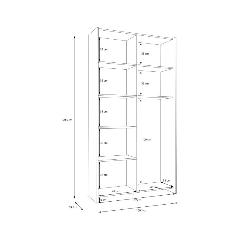 Szafa przesuwna Home Nook 100 cm do wnętrz kompaktowych