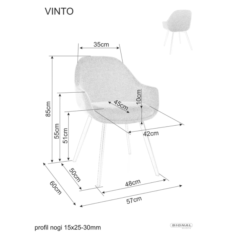 Krzesło tapicerowane Vico Brego 07 szare