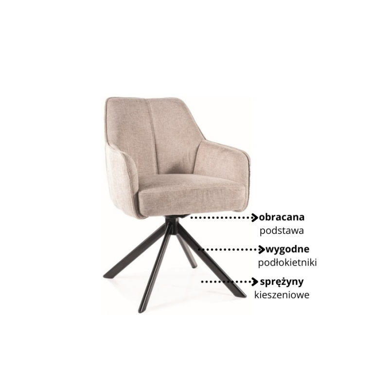Krzesło obrotowe Notti Brego czarny stelaż/ jasny beż 31