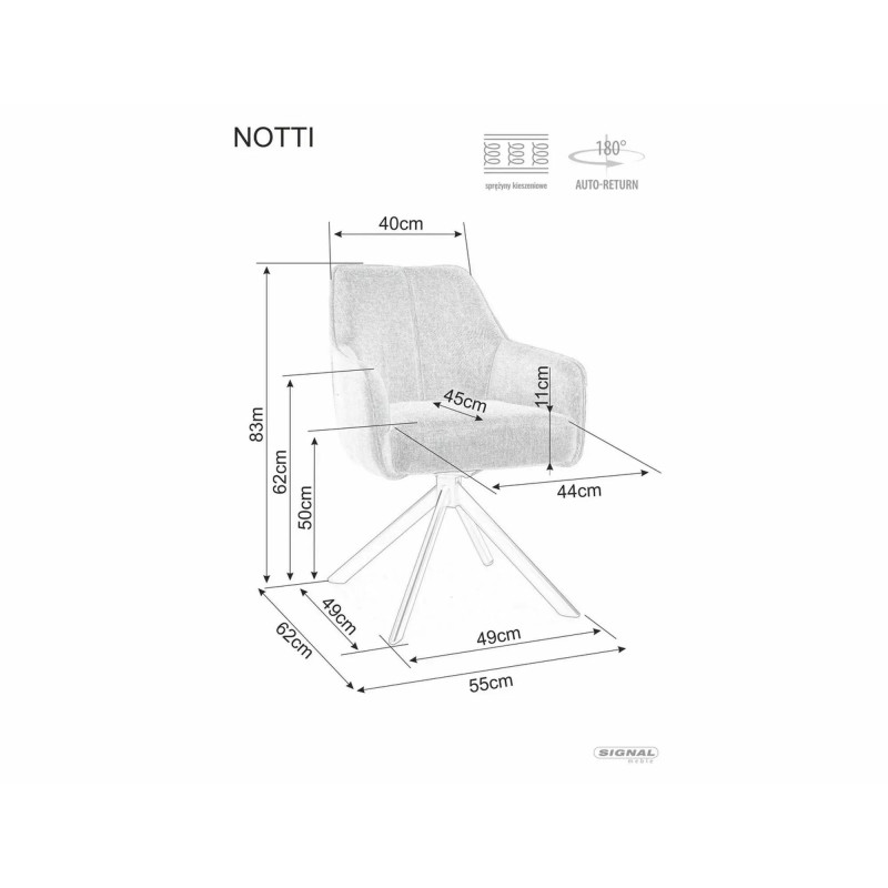 Krzesło obrotowe Notti Brego czarny stelaż/ jasny beż 31