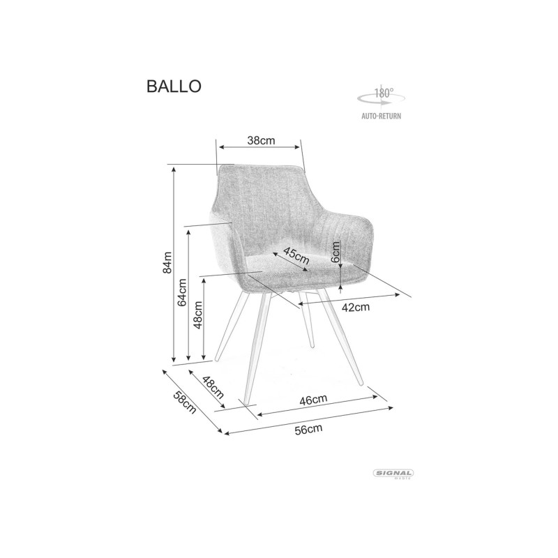 KRZESŁO BALLO BREGO STELAŻ CZARNY / BEŻ 34