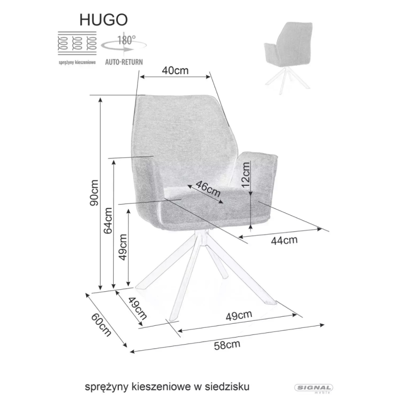 Krzesło obrotowe Hugo Brego 22 jasny beż