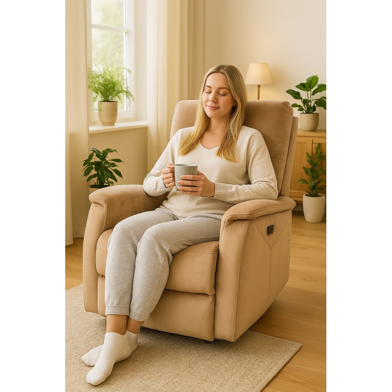 FOTEL ROZKŁADANY NEPTUN VELVET BEŻOWY BLUVEL 28