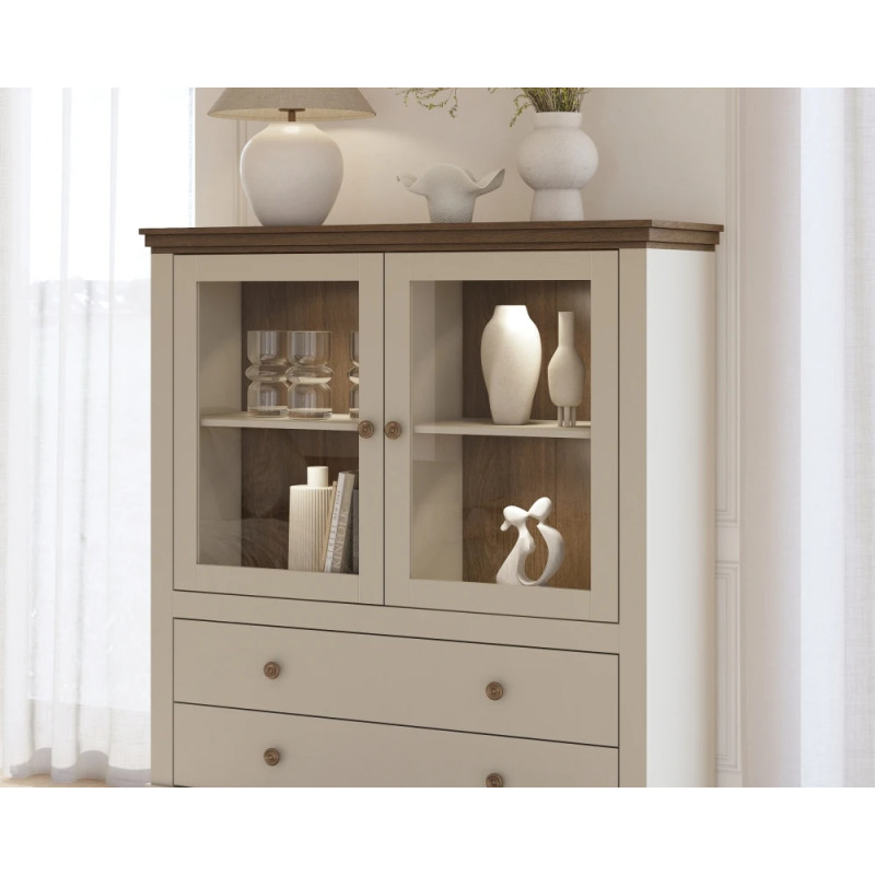 Komoda wysoka Evora Typ 46 Beż/Ciemne Drewno Helvetia Wieruszów