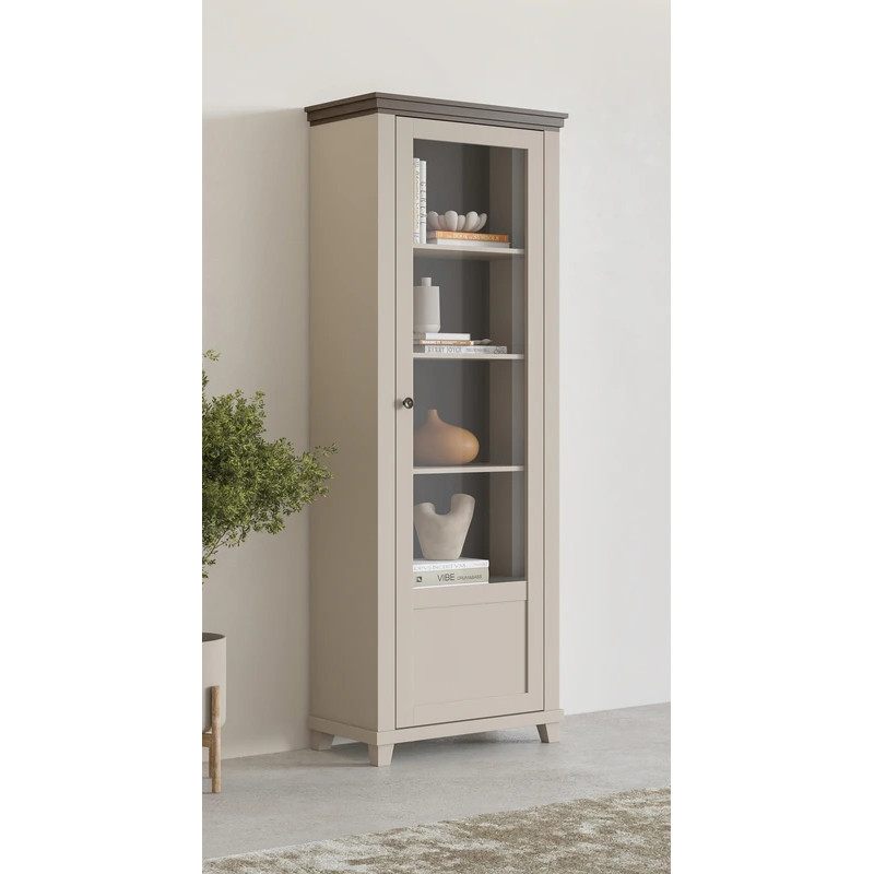 Witryna prawa Evora 71x200 cm z hartowanym szkłem i 3 półkami.