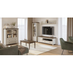 Witryna prawa Evora 71x200 cm z hartowanym szkłem i 3 półkami.