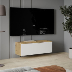 Szafka RTV wisząca 100 cm Libertad | dąb artisan/biały