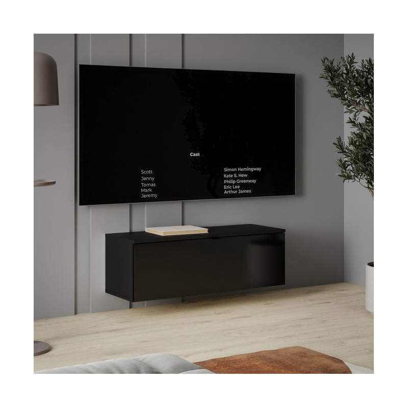 Czarna szafka RTV wisząca 100 cm Libertad | Meble Forte