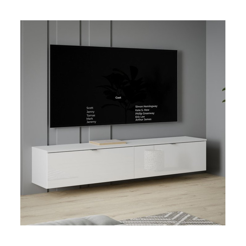 Szafka RTV wisząca 180 cm Libertad | biały połysk