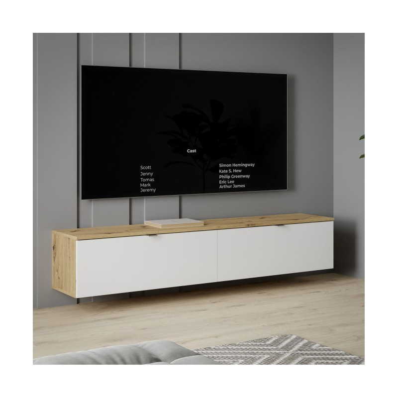 Szafka RTV wisząca 180 cm Libertad | dąb artisan/biały