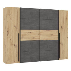 Szafa przesuwna 270 cm Narago | dąb artisan/beton