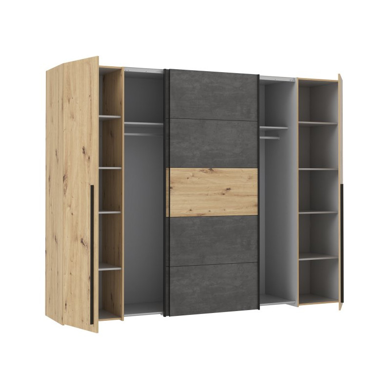 Szafa przesuwna 270 cm Narago | dąb artisan/beton