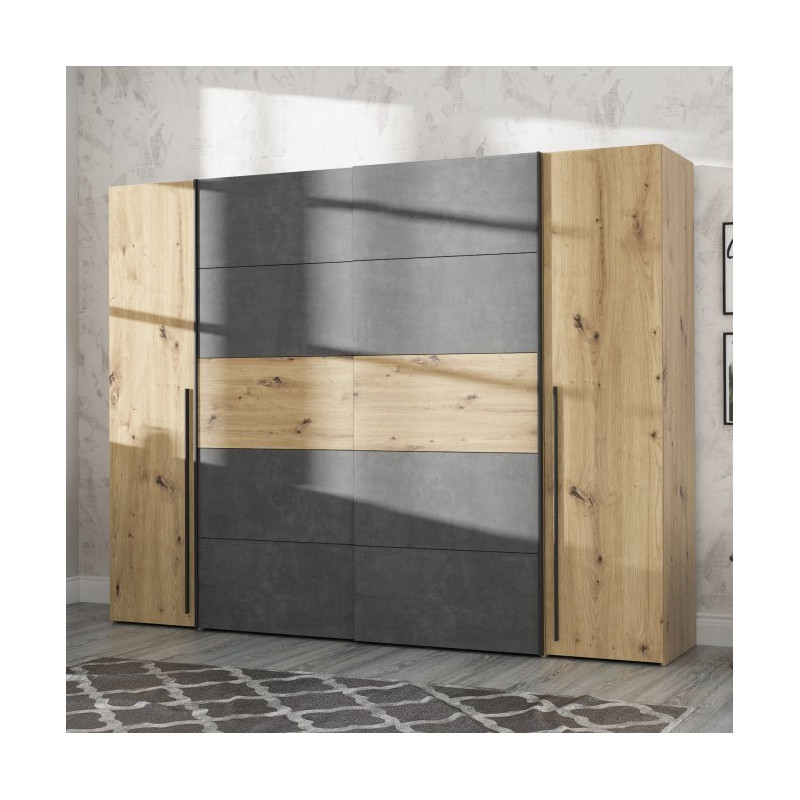 Szafa przesuwna 270 cm Narago | dąb artisan/beton