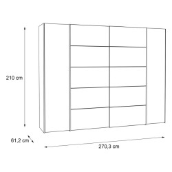 Szafa przesuwna 270 cm Narago | dąb sonoma/biały