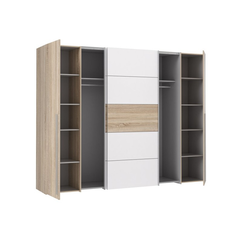 Szafa przesuwna 270 cm Narago | dąb sonoma/biały