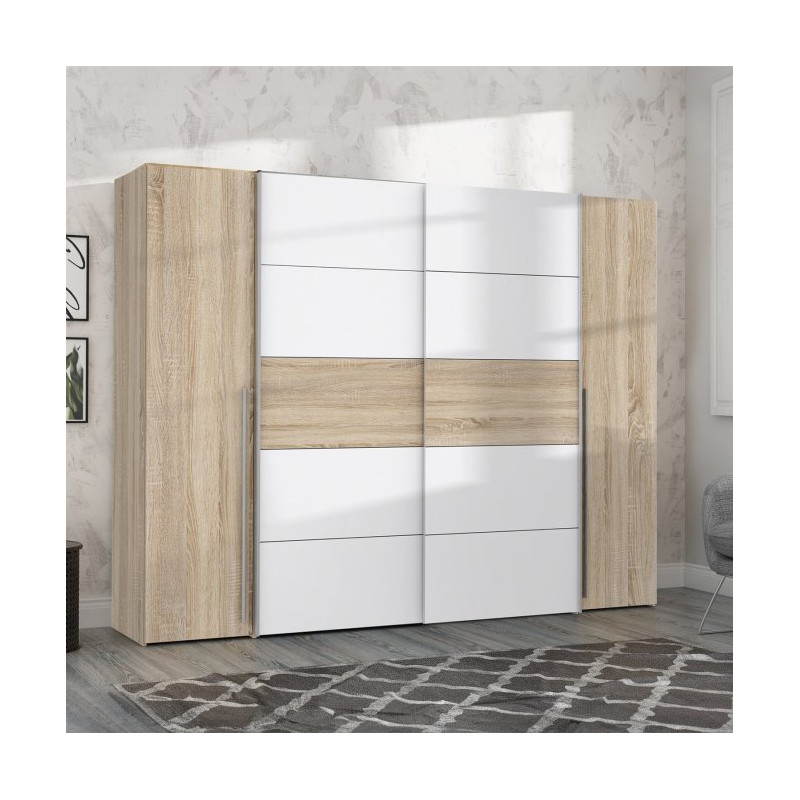 Szafa przesuwna 270 cm Narago | dąb sonoma/biały