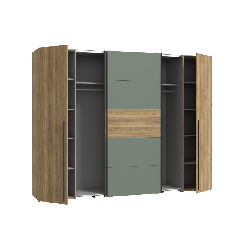 Szafa przesuwna 270 cm Narago | dąb mauvella/szałwia