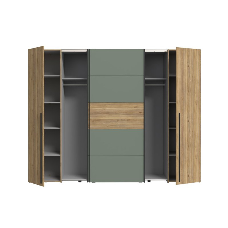 Szafa przesuwna 270 cm Narago | dąb mauvella/szałwia
