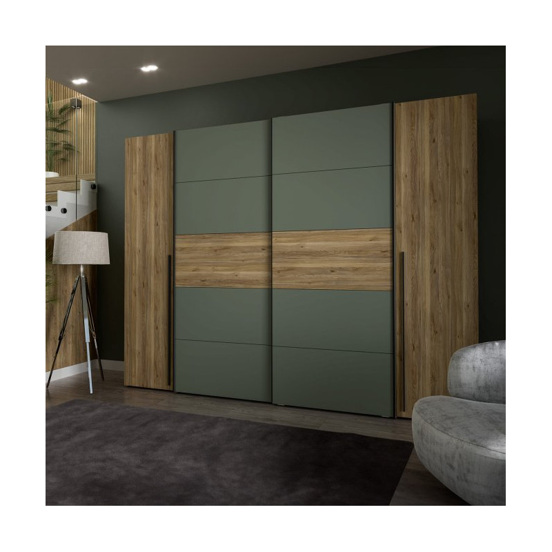 Szafa przesuwna 270 cm Narago | dąb mauvella/szałwia