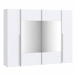 Biała szafa 4-drzwiowa z lustrem 270 cm | kolekcja Narago