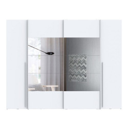 Biała szafa 4-drzwiowa z lustrem 270 cm | kolekcja Narago