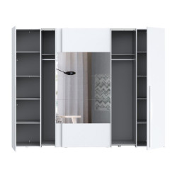 Biała szafa 4-drzwiowa z lustrem 270 cm | kolekcja Narago
