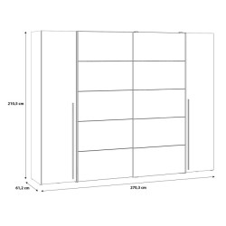 Szafa 4-drzwiowa z lustrem 270 cm | dąb artisan/czarny