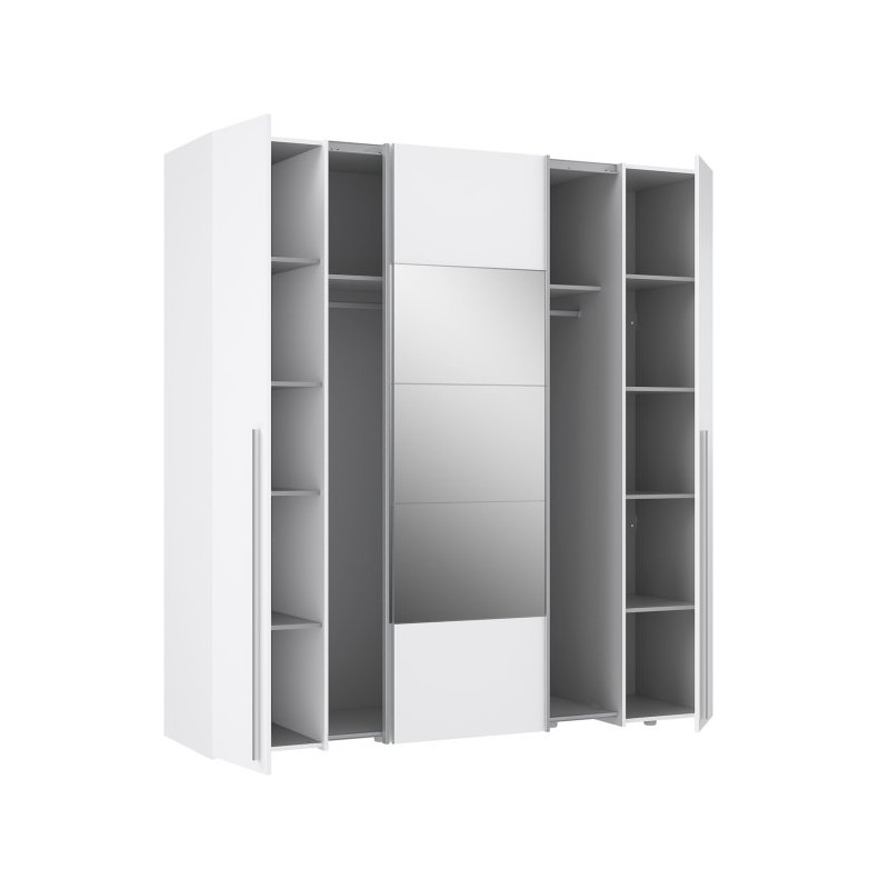 Biała szafa z lustrem Narago 200 cm do sypialni