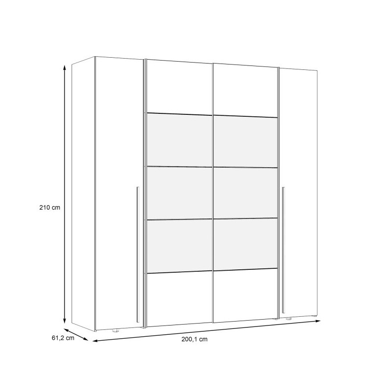 Biała szafa z lustrem Narago 200 cm do sypialni