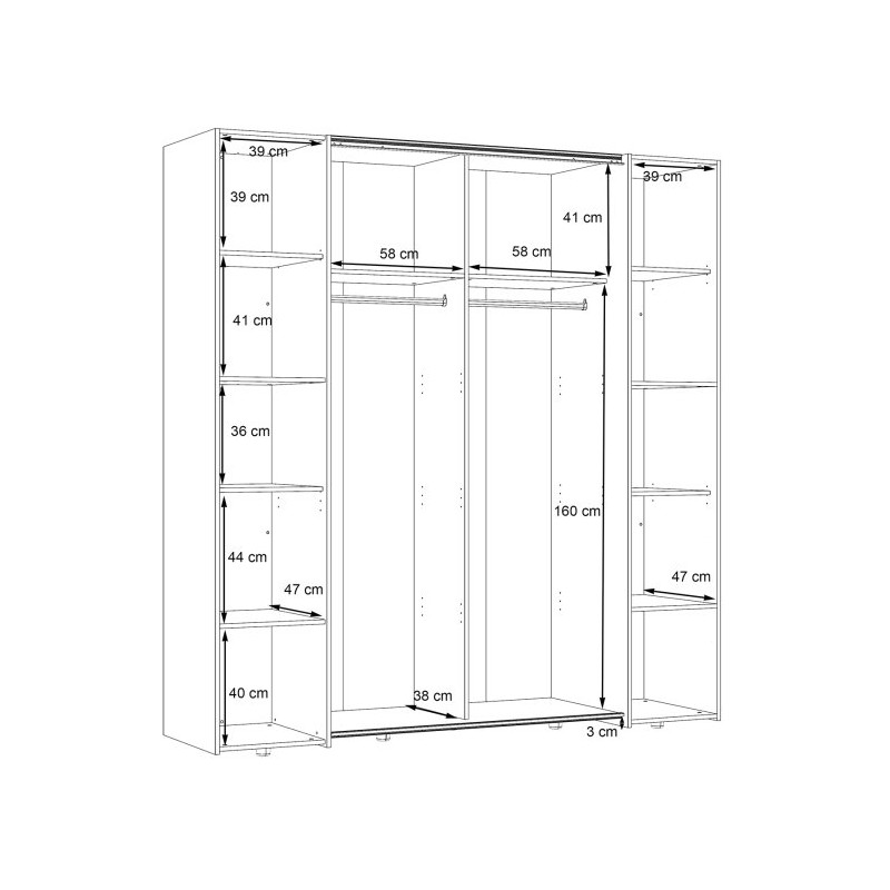 Biała szafa z lustrem Narago 200 cm do sypialni
