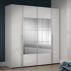 Biała szafa z lustrem Narago 200 cm do sypialni