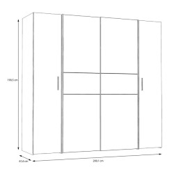 Szafa przesuwna Narago 200 cm do sypialni | dąb artisan/biały