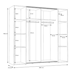 Szafa przesuwna Narago 200 cm do sypialni | dąb artisan/biały