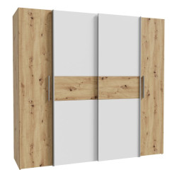 Szafa przesuwna Narago 200 cm do sypialni | dąb artisan/biały