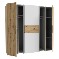 Szafa przesuwna Narago 200 cm do sypialni | dąb artisan/biały