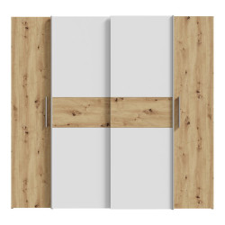 Szafa przesuwna Narago 200 cm do sypialni | dąb artisan/biały